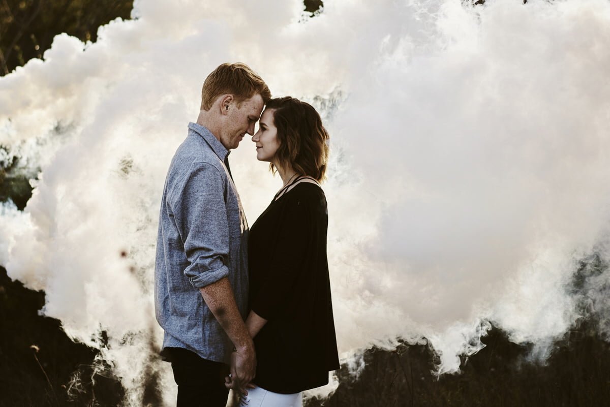 engagement session with smoke bombs