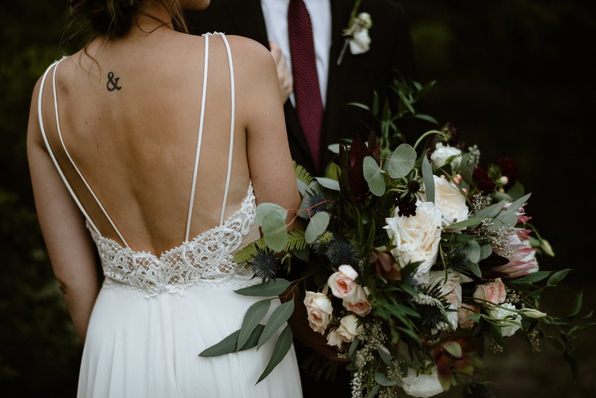 wedding details with large bouquet
