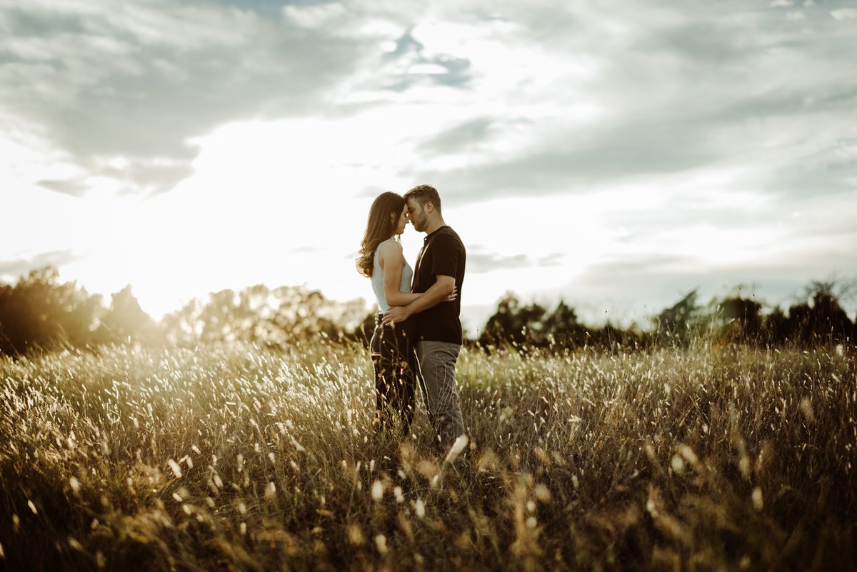 amazing field and light during engagement