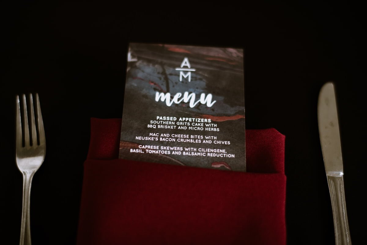 dark and romantic menu card