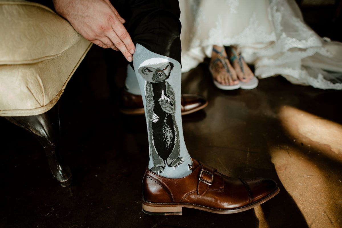 hilarious socks on groom