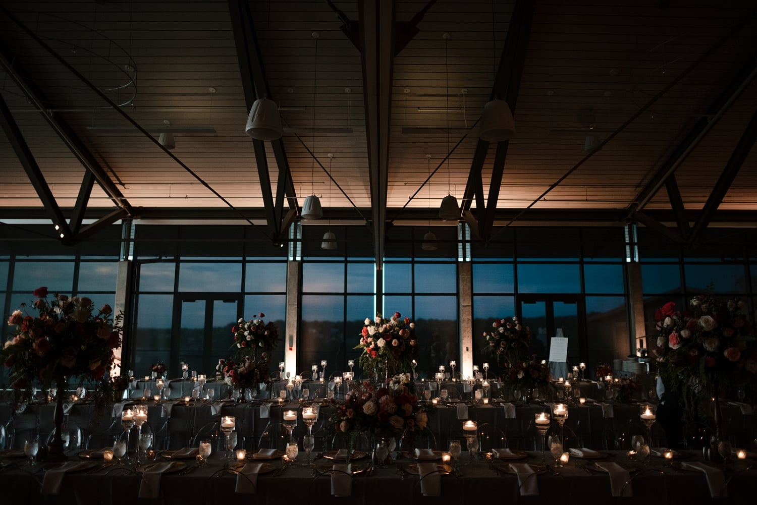 moody table details for wedding reception