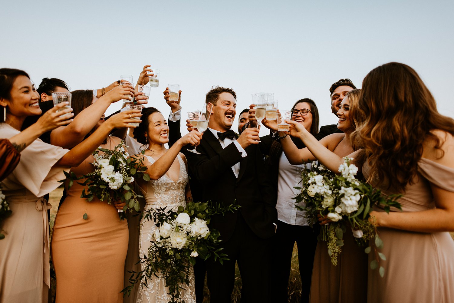 bridal party toast at wedding
