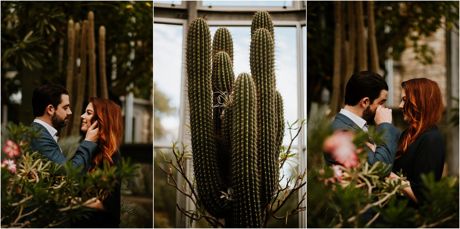 greenhouse at driftwood engagement session