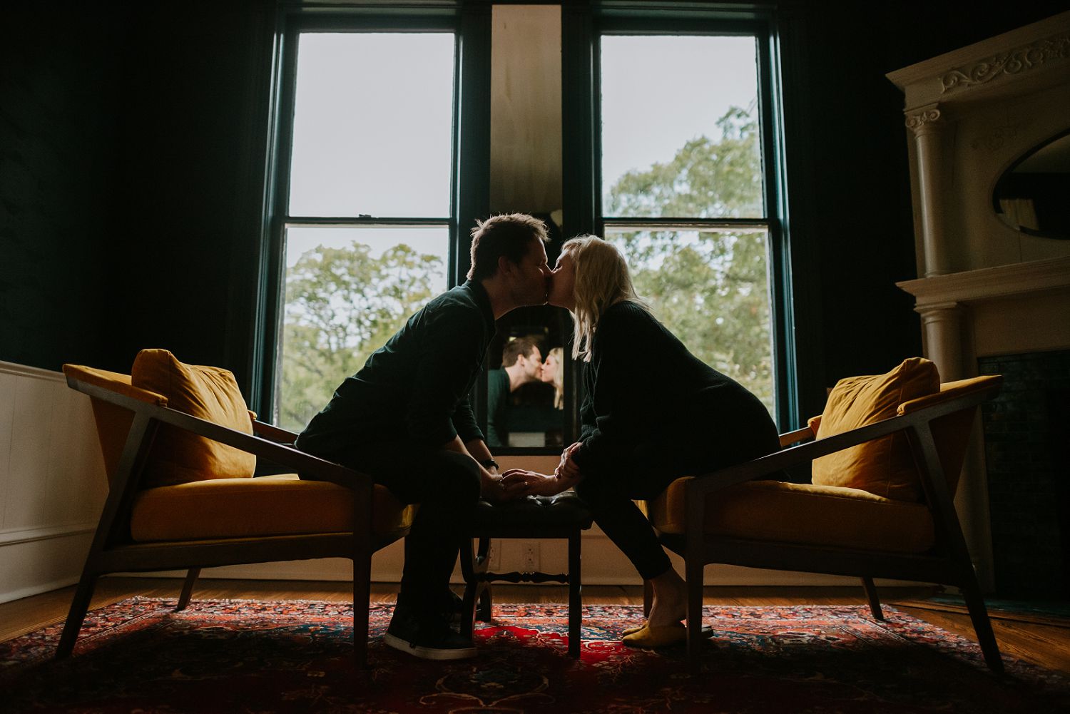 romantic engagement session at woodbine mansion