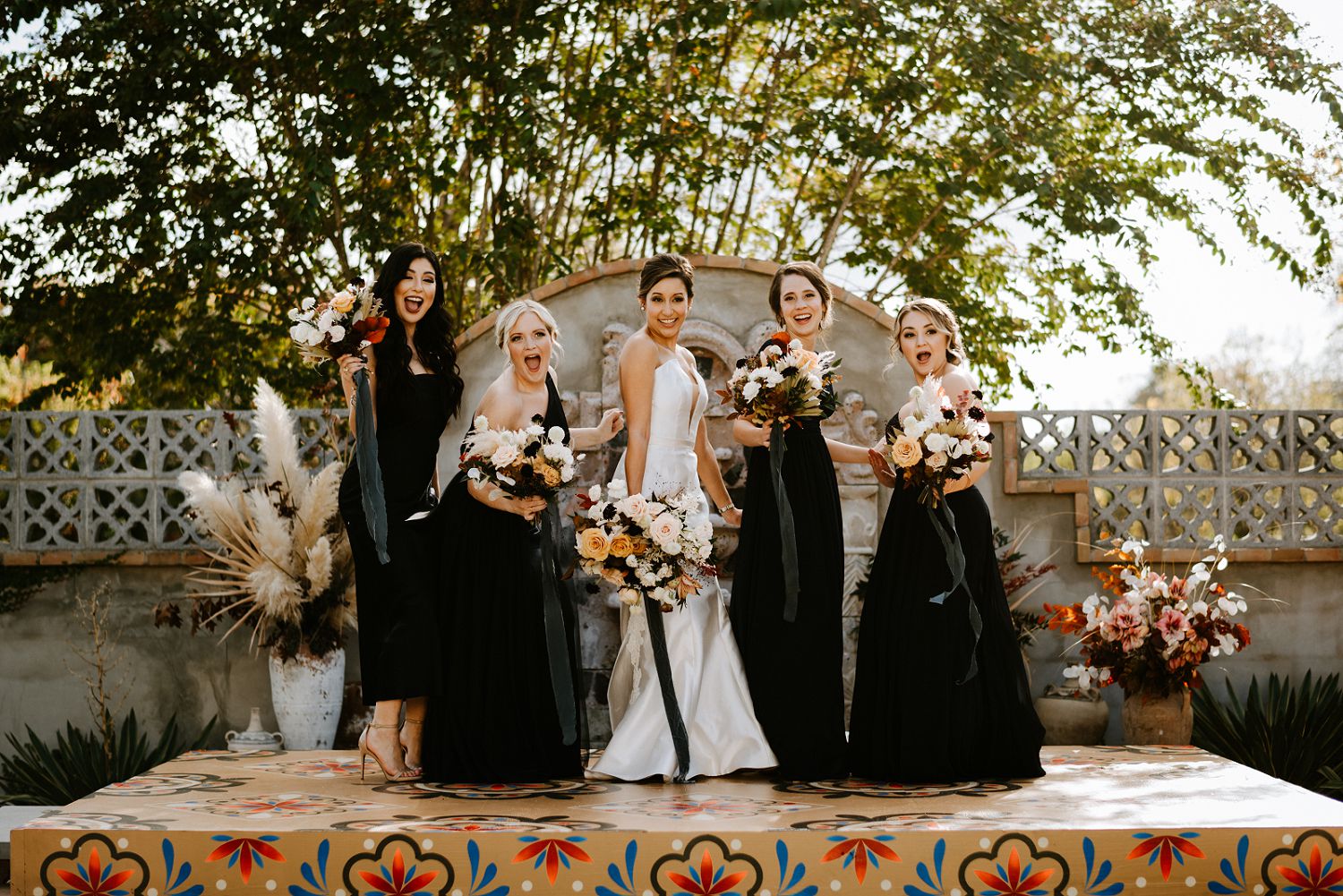 bride and bridesmaids at casa cartel