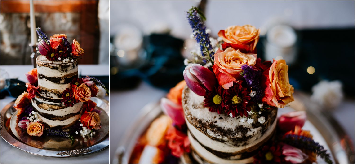 vibrant homeade wedding cake
