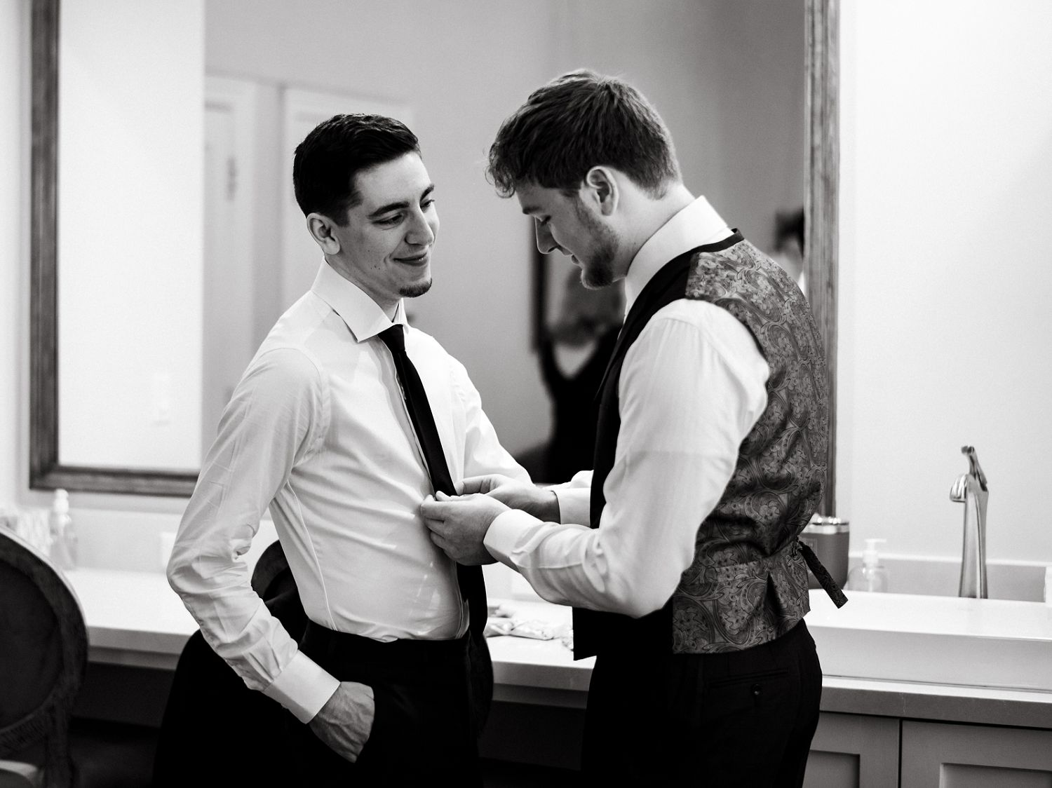 grooms getting ready on wedding day