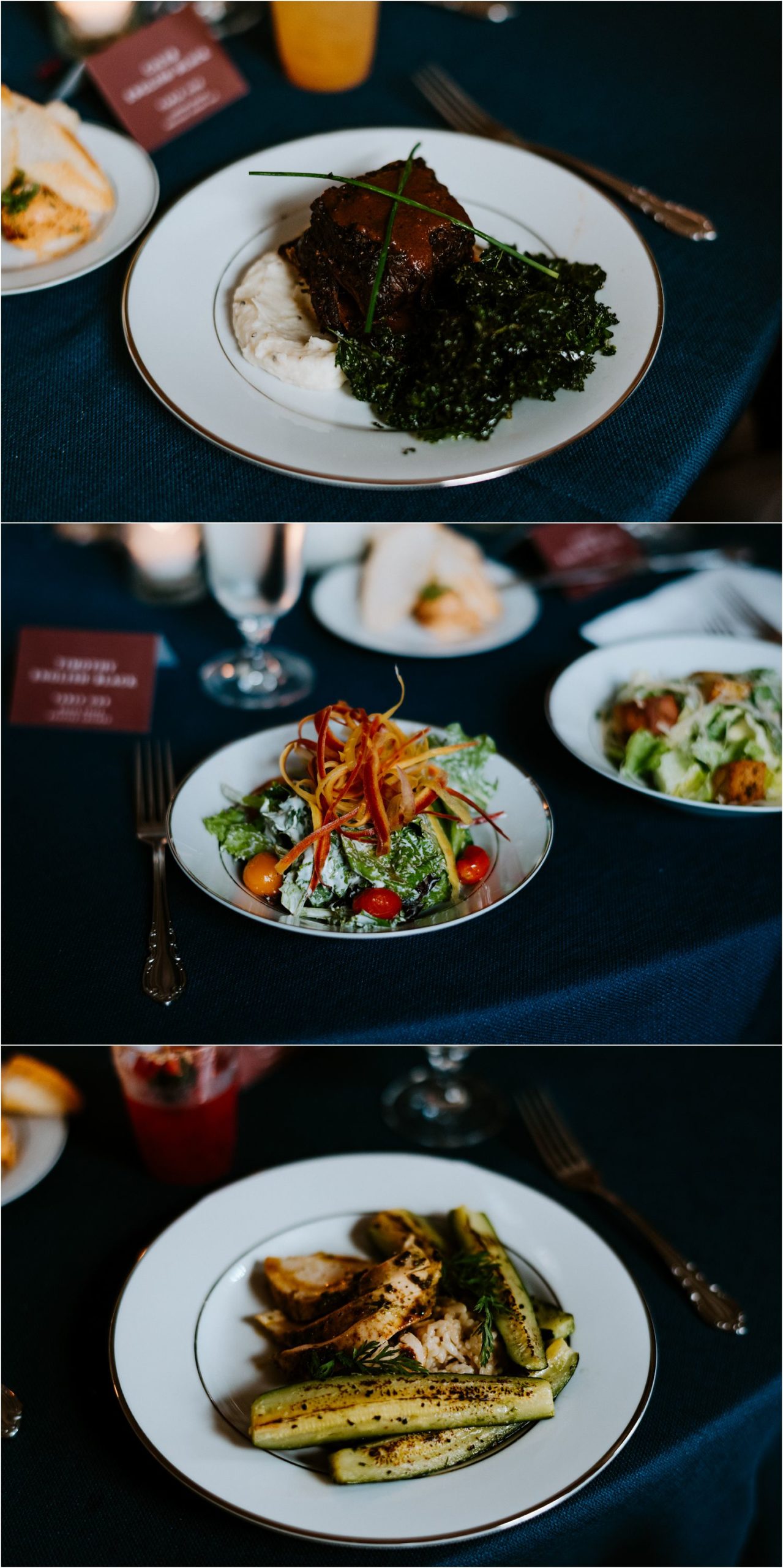 detail images of wedding dinner
