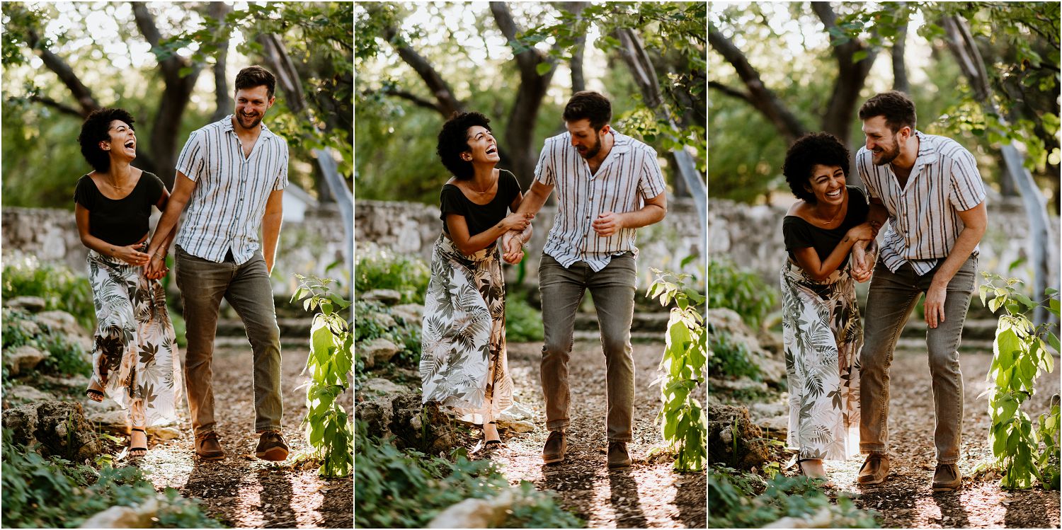 couple being silly during engagement session
