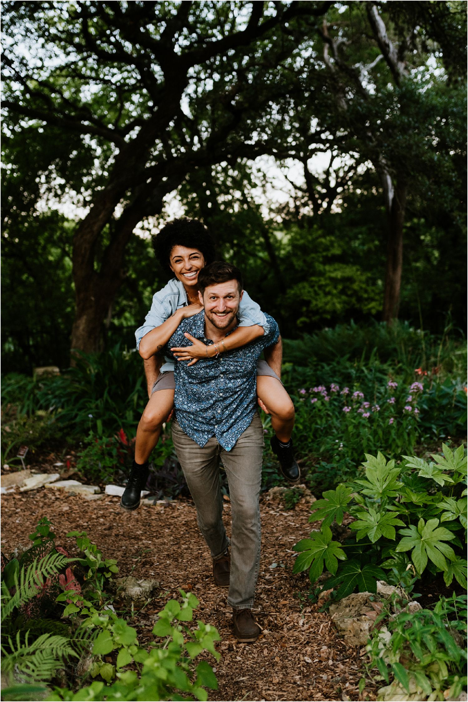couple being silly during engagement session