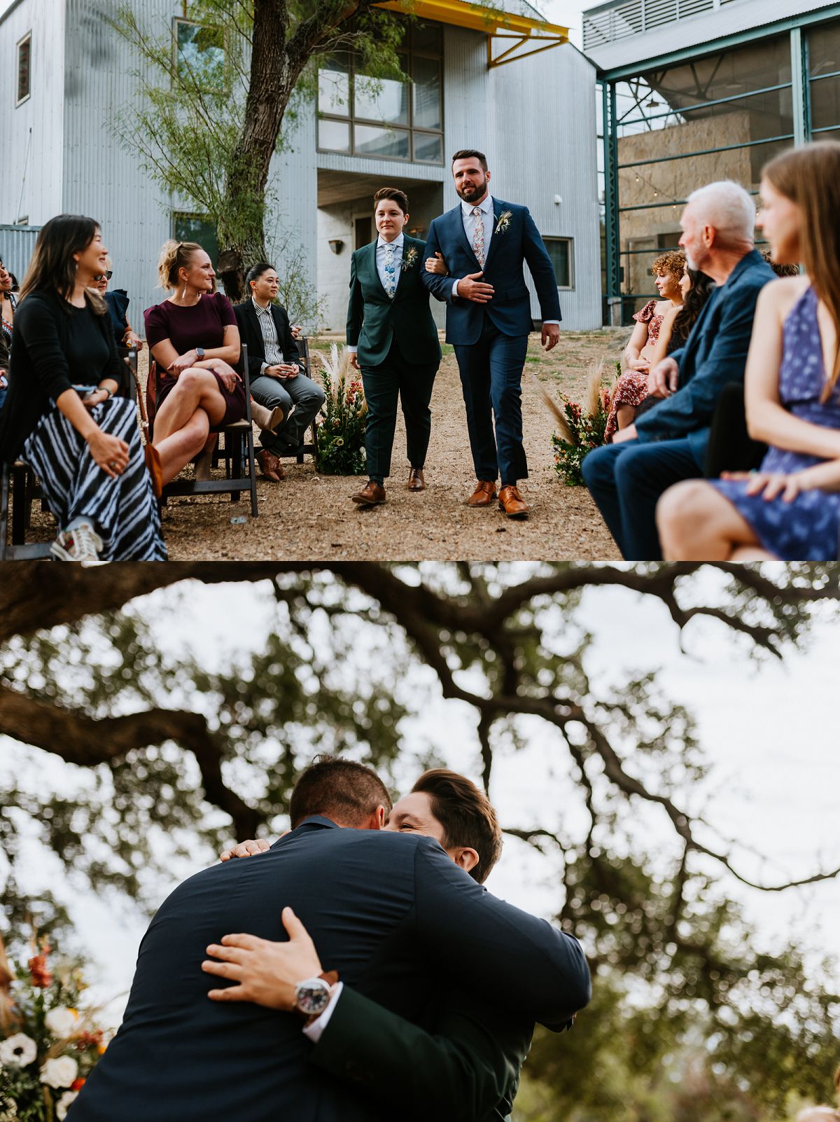 bride walking down aisle with her brother