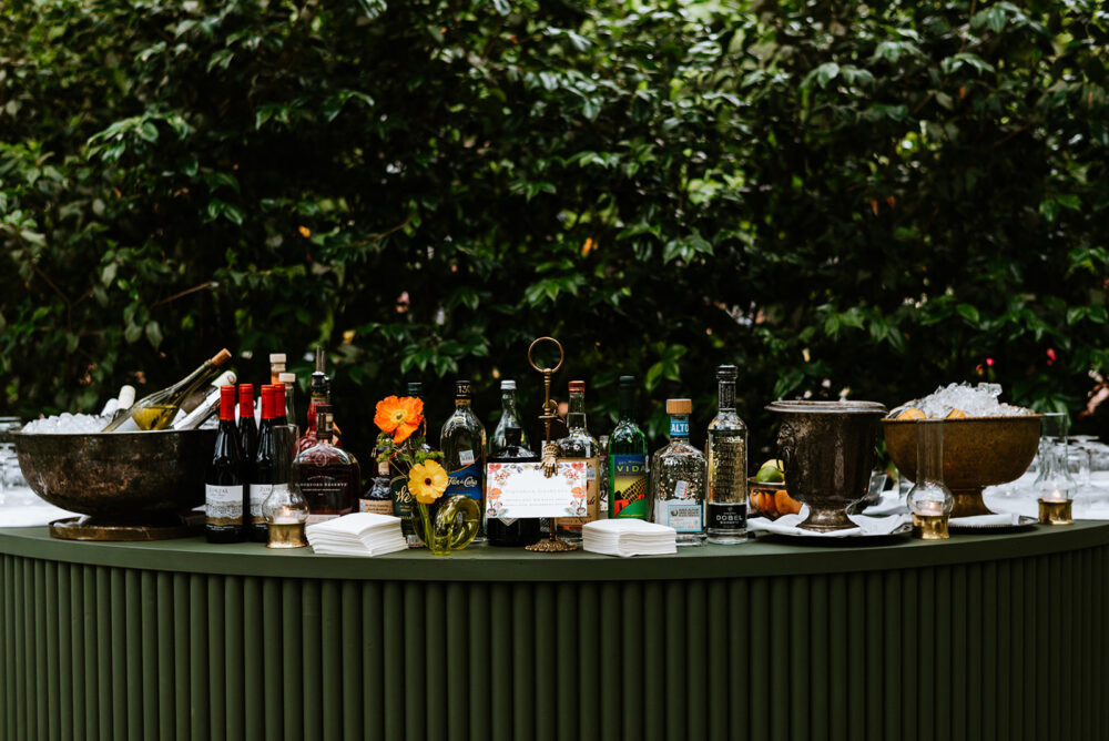 bar display at wedding