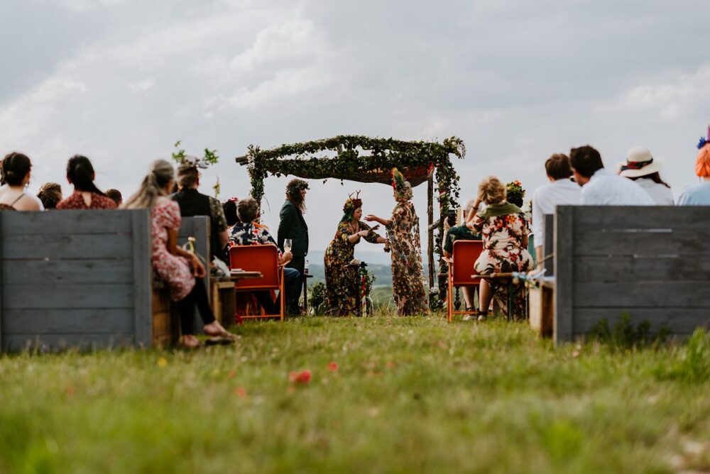 Beltane wedding ceremony on overlook