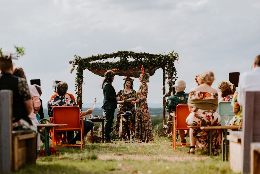 Beltane wedding ceremony on overlook