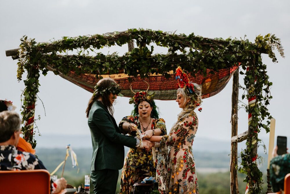 Beltane wedding ceremony on overlook