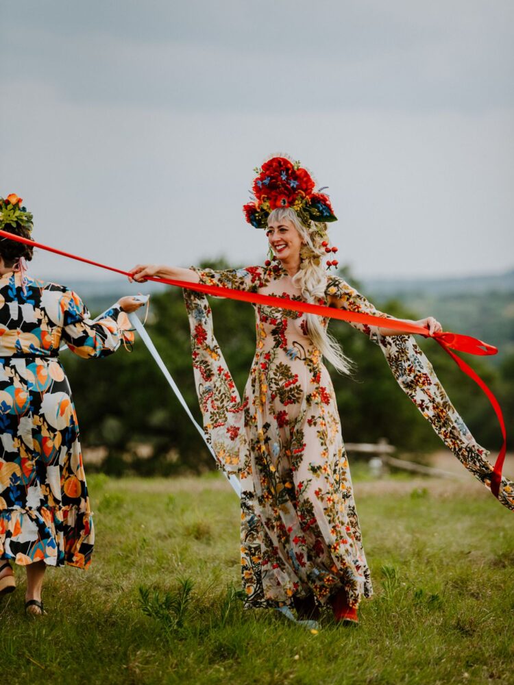 people dancing around during May Pole