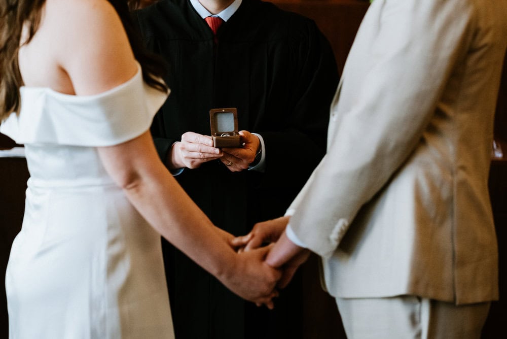 detail photo of ring during ceremony