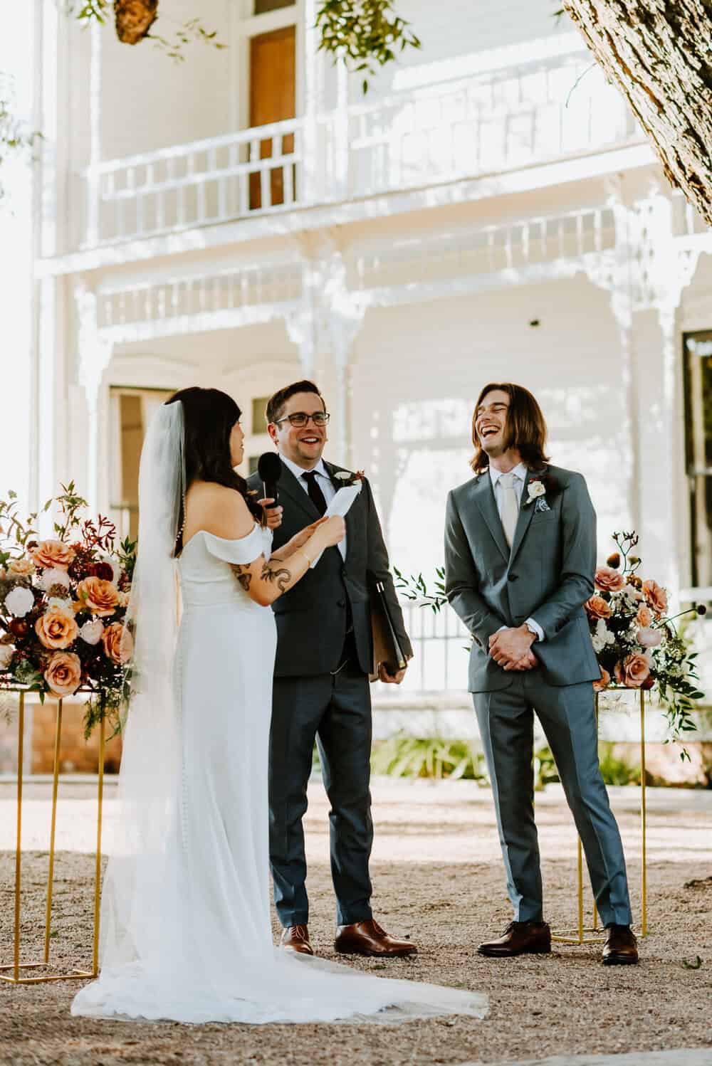 couple sharing vows during ceremony